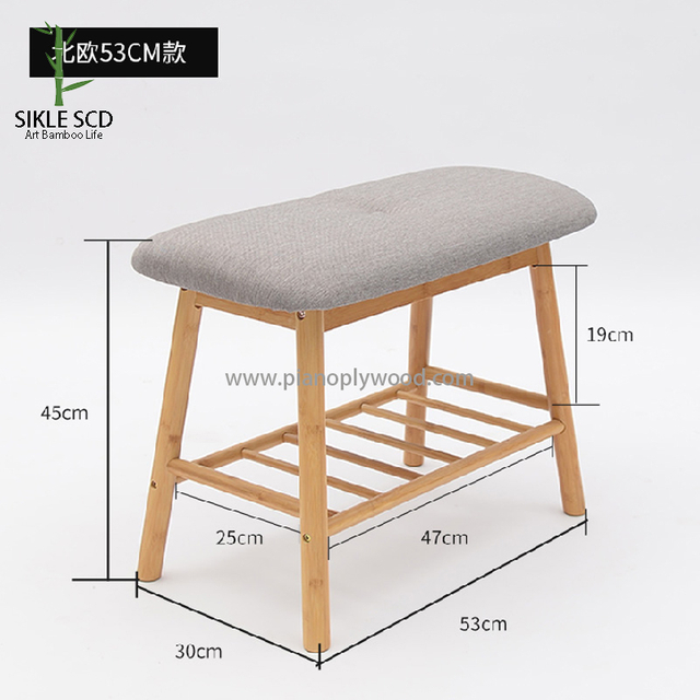 बांस 60 गोल पैरों वाला फ़ोयर स्टूल